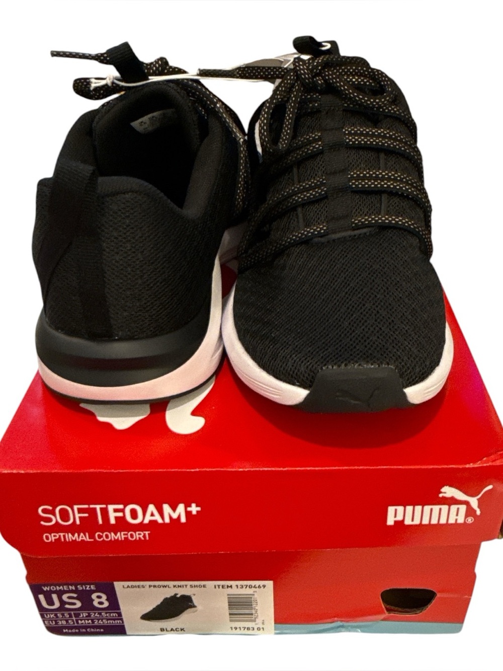 Puma Women's Prowl Knit Sneakers Athletic Training Shoes Black Size 8 NIB
